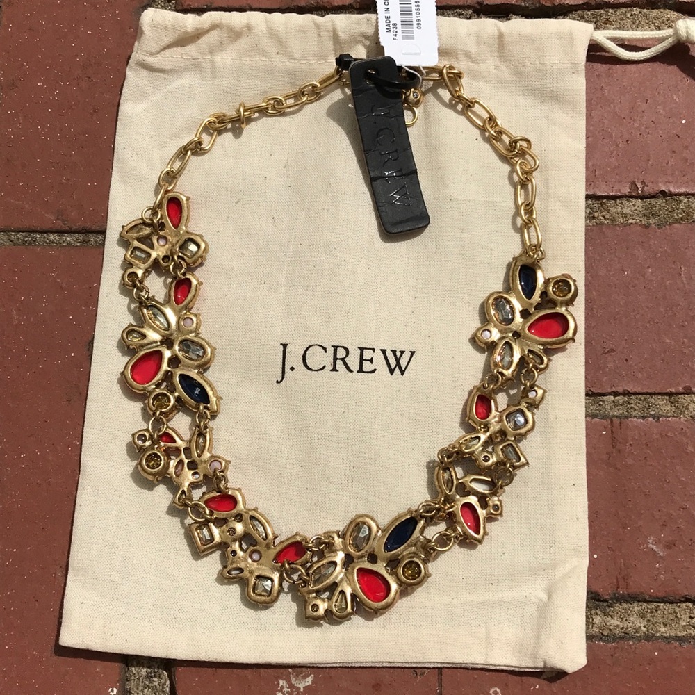 J.Crew Cerise Mixed Stones Necklace & Dust Bag - Picture 6 of 6